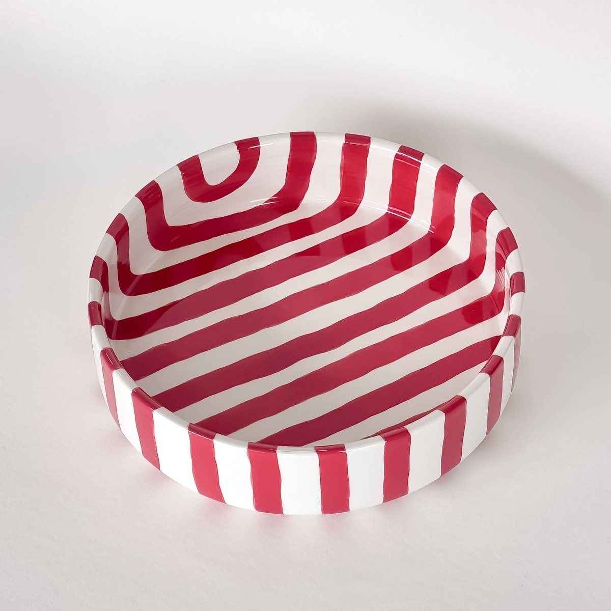 STRIPES Große Schale mit Streifen • tramonto red