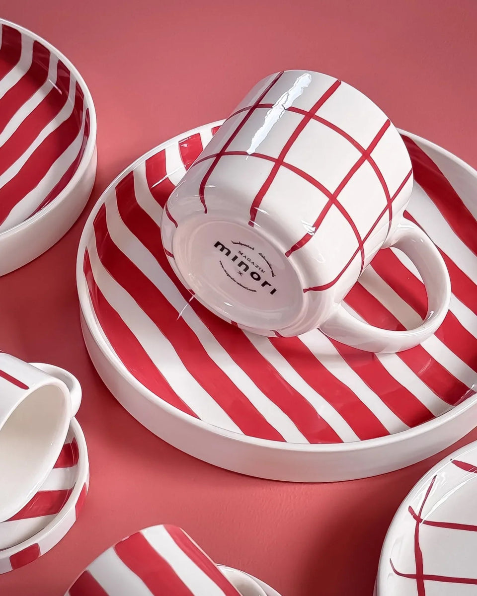 Magazin Minori - STRIPES Tasse (300 ml) • tramonto red - ROSA ECK Concept Store