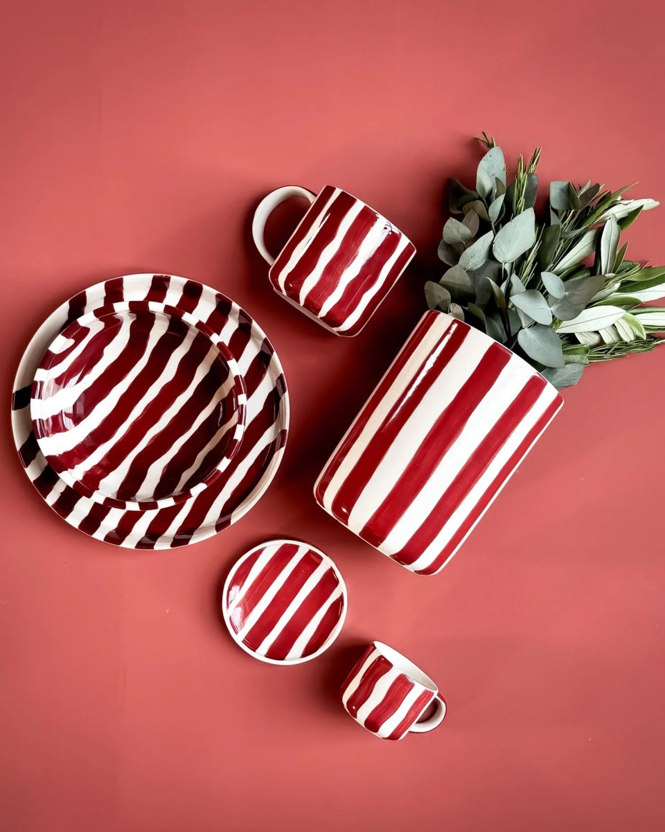 Magazin Minori - STRIPES Vase mit Streifen • tramonto red - Vase - ROSA ECK Concept Store