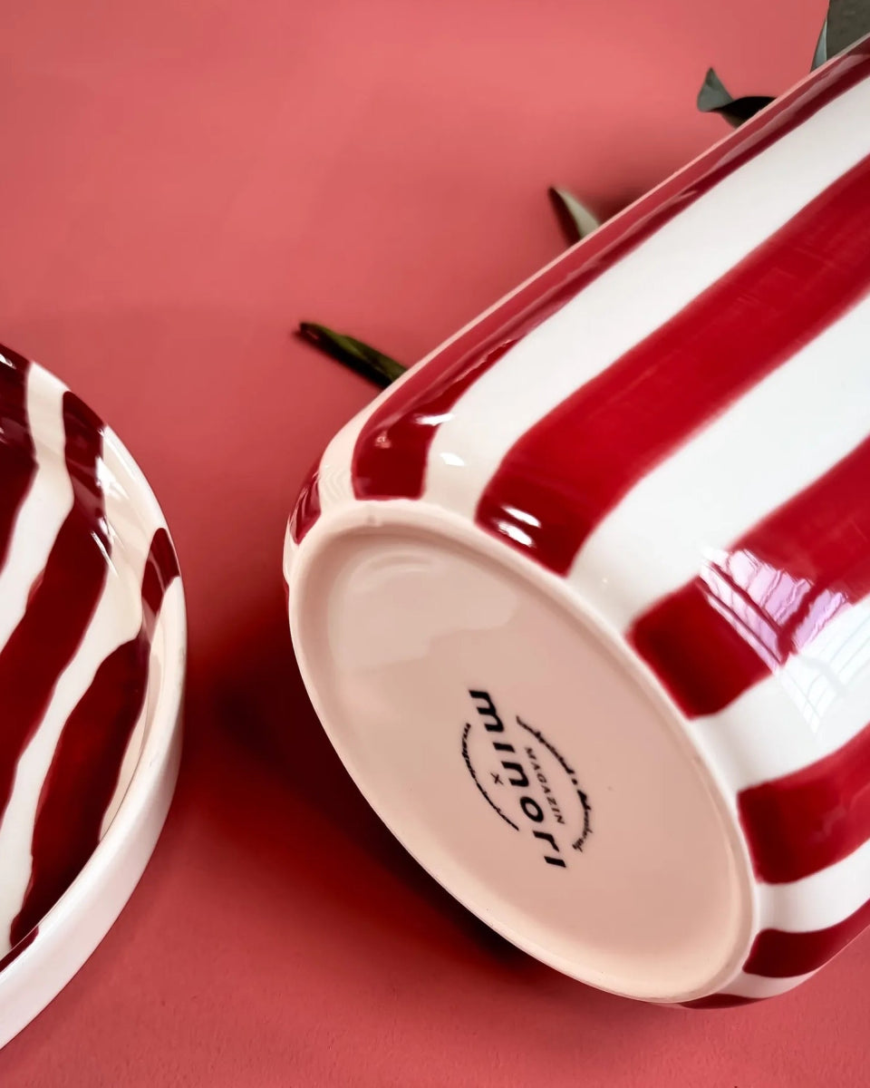 Magazin Minori - STRIPES Vase mit Streifen • tramonto red - Vase - ROSA ECK Concept Store