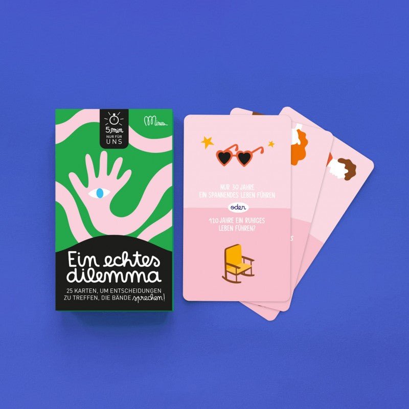 Minus éditions - EIN ECHTES DILEMMA Fragespiel - ROSA ECK - 5 Minuten nur für uns, Karten,