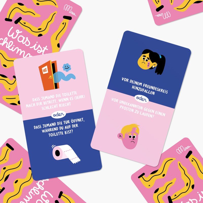 Minus éditions - WAS IST SCHLIMMER? Fragespiel - ROSA ECK - 5 Minuten nur für uns, Karten,