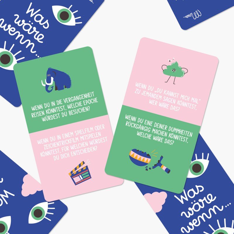 Minus éditions - WAS WÄRE WENN … Fragespiel - ROSA ECK - 5 Minuten nur für uns, Karten,