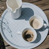 nuukk - GRID HIMMELBLAU Großes Tablett - ROSA ECK - Blau, Grid,