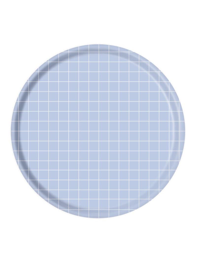 nuukk - GRID HIMMELBLAU Großes Tablett - ROSA ECK - Blau, Grid,