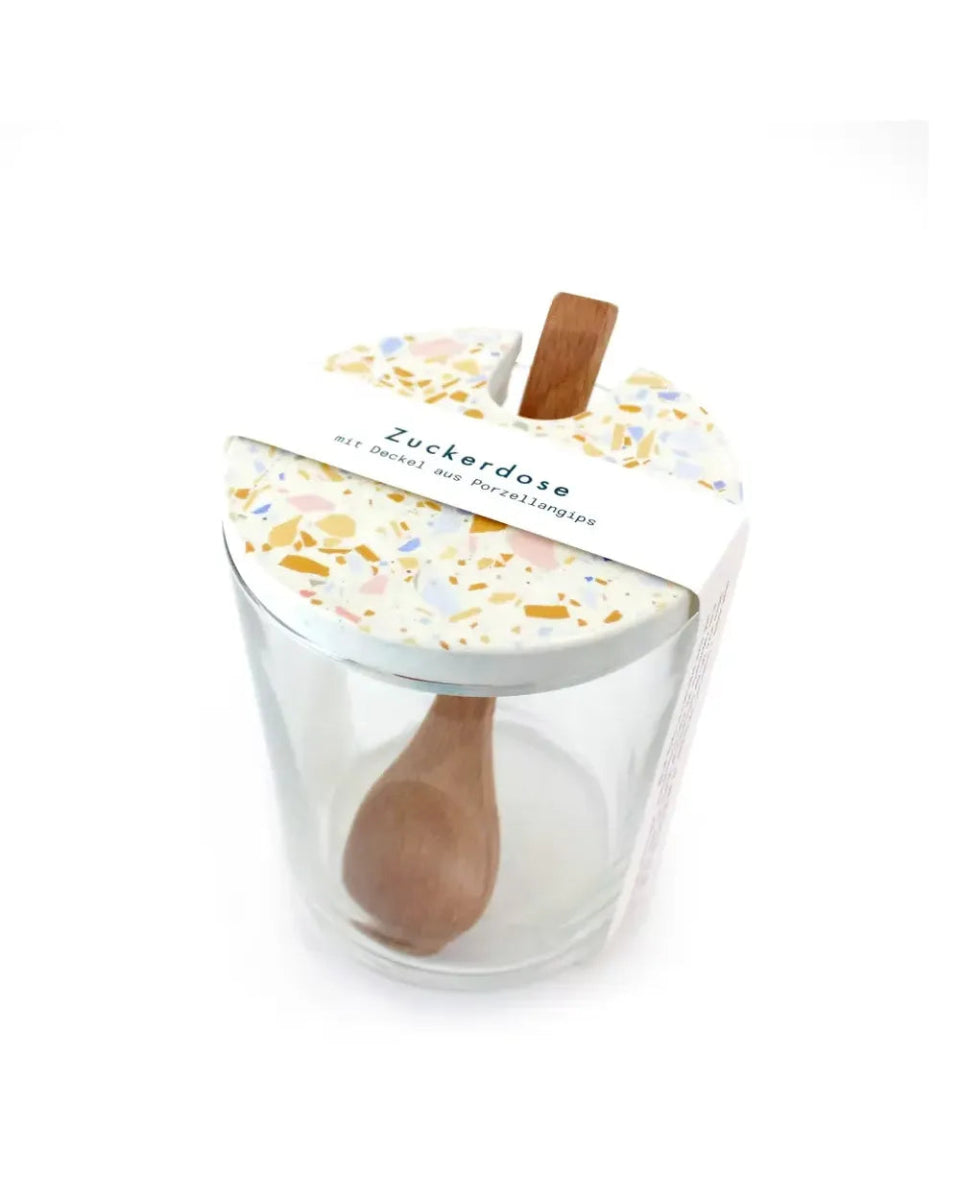 objet vague - Terrazzo Zuckerdose • Creme - ocker - Dose - ROSA ECK Concept Store