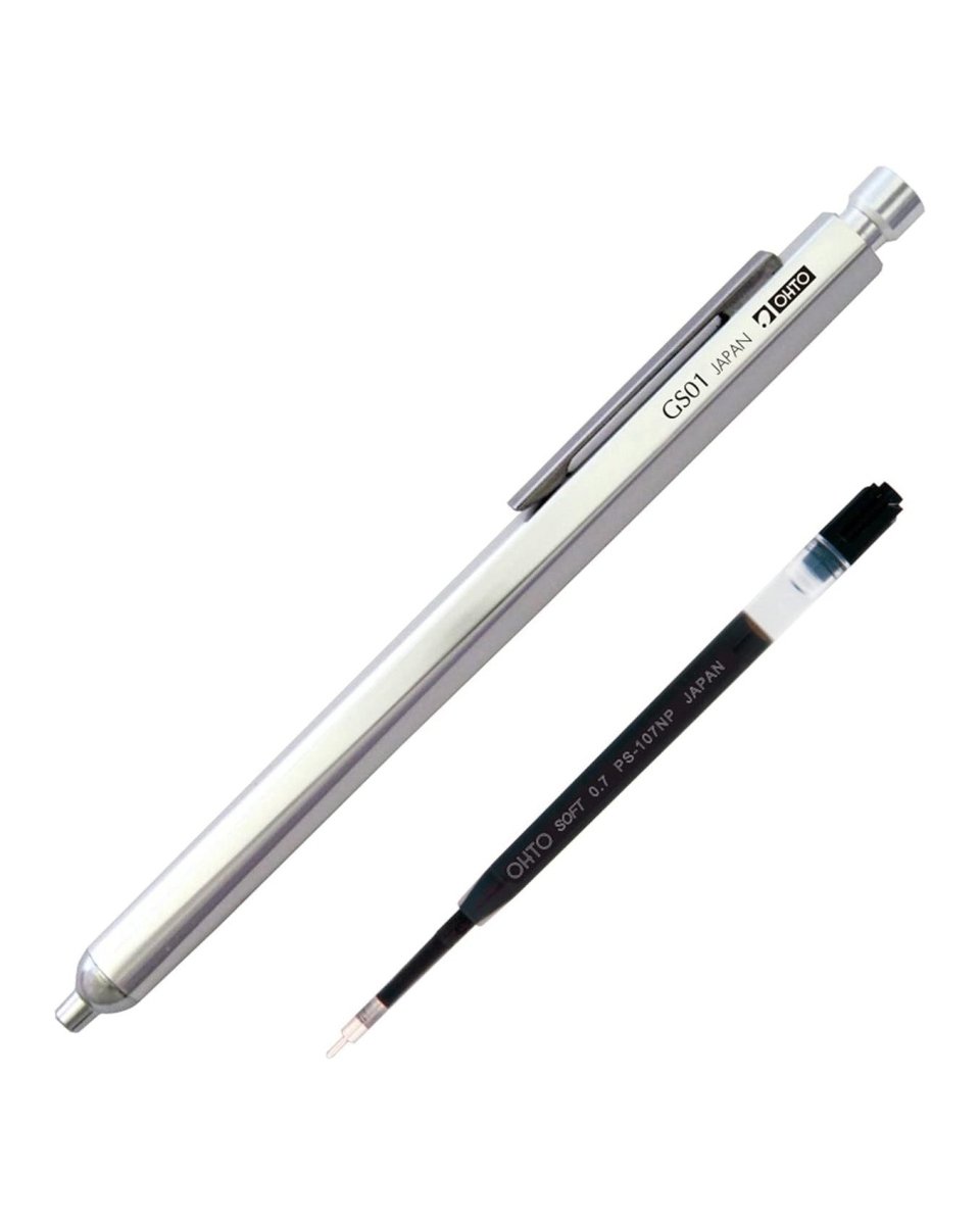 OHTO - GS01 Kugelschreiber zum Nachfüllen | Silber - ROSA ECK - Stift, ,