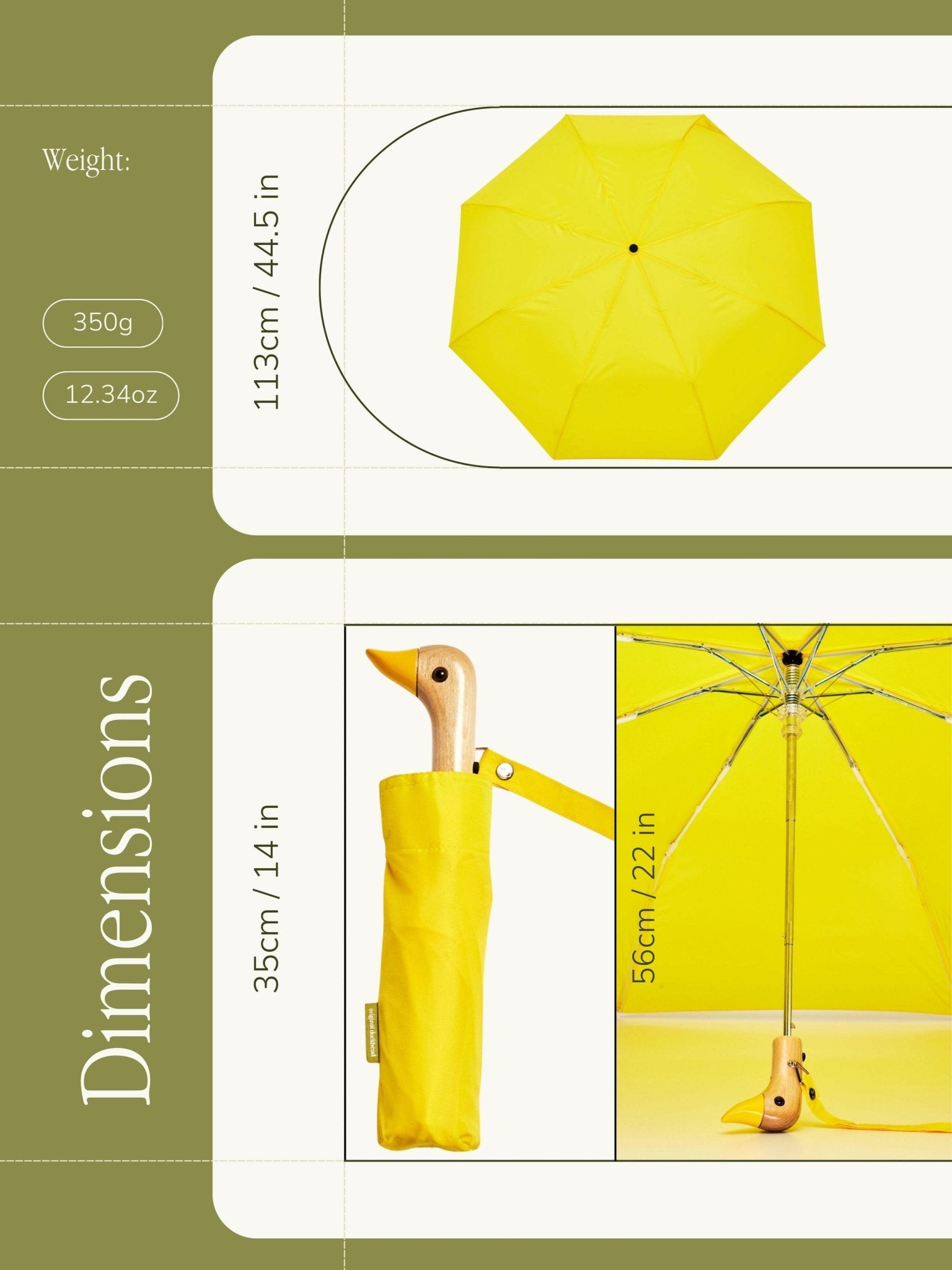 Original Duckhead - Regenschirm mit Entenkopf | Yellow - ROSA ECK - Gelb, Umweltfreundlich,