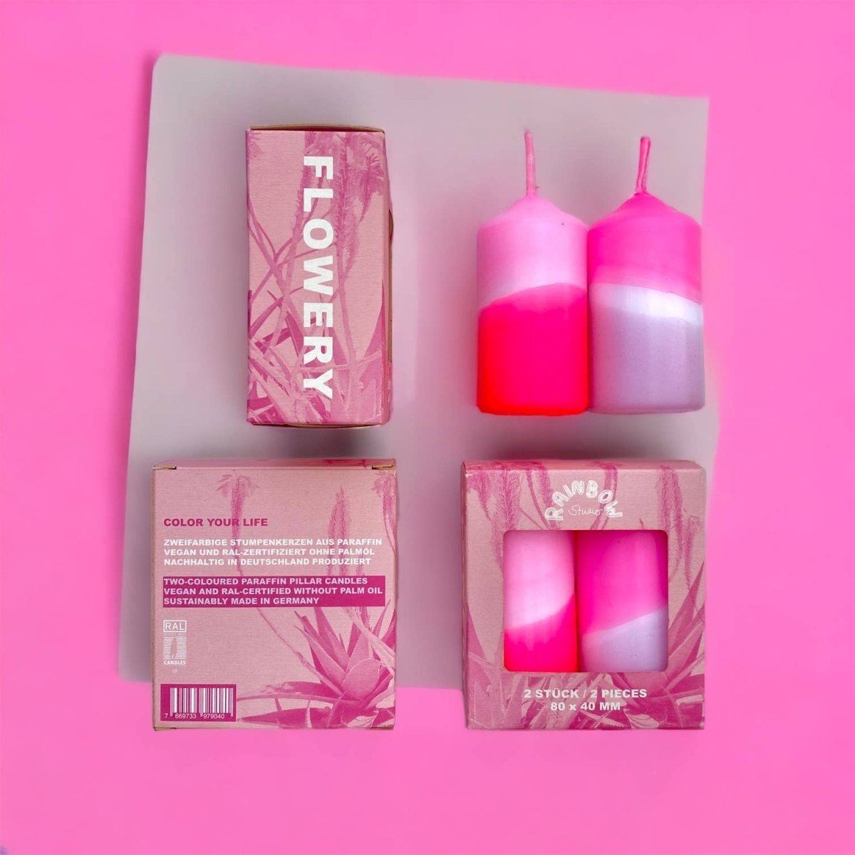 RAINBOW STUDIO * Kerzen 2er-Set • Flowery