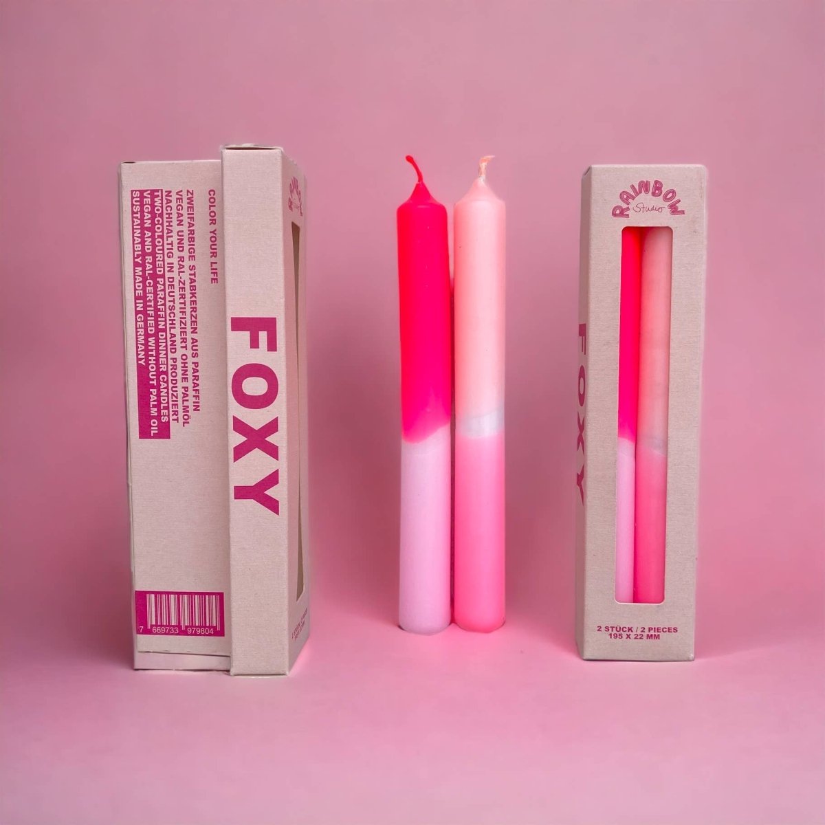 Pink Stories - RAINBOW STUDIO * Kerzen 2er - Set | Foxy - ROSA ECK - , ,