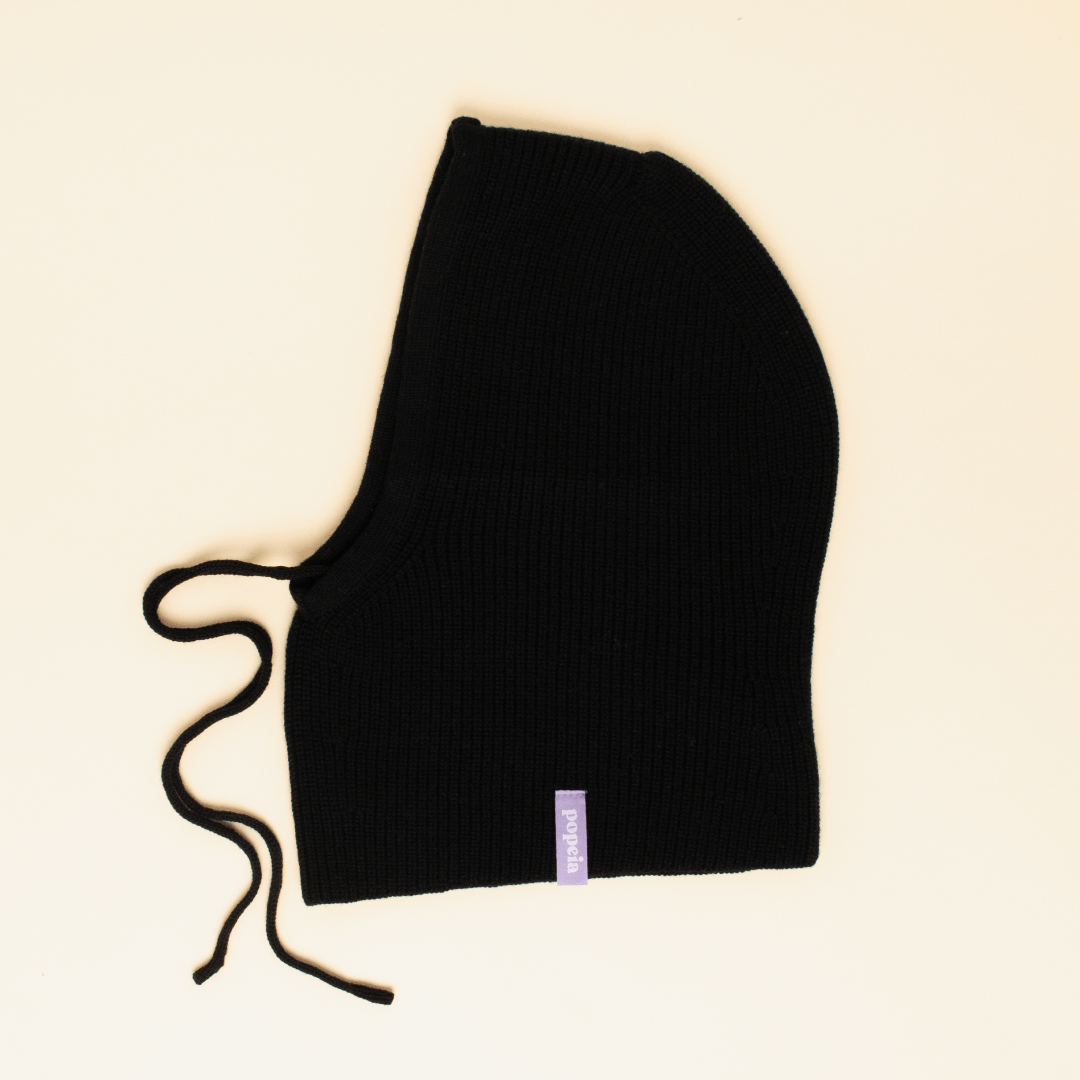 popeia - Balaclava aus Merinowolle | Schwarz - ROSA ECK - haube, Rot,
