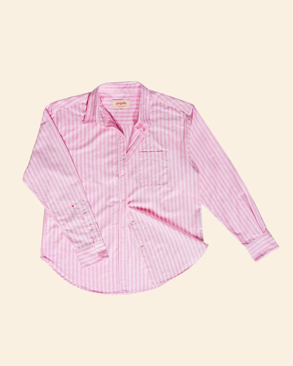 popeia - Hemdbluse Gestreift aus Bio - Baumwolle • Pink/Rot - Hemd - ROSA ECK Concept Store