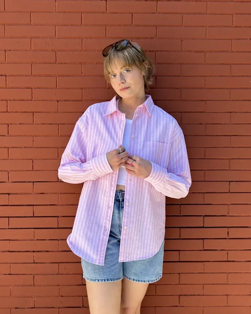 popeia - Hemdbluse Gestreift aus Bio - Baumwolle • Pink/Rot - Hemd - ROSA ECK Concept Store
