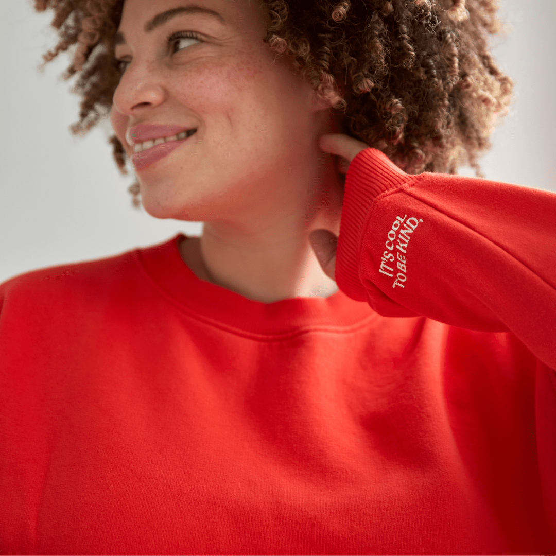popeia - KINDNESS Sweater aus Bio - Baumwolle | Rot - ROSA ECK - Basics, Pullover,