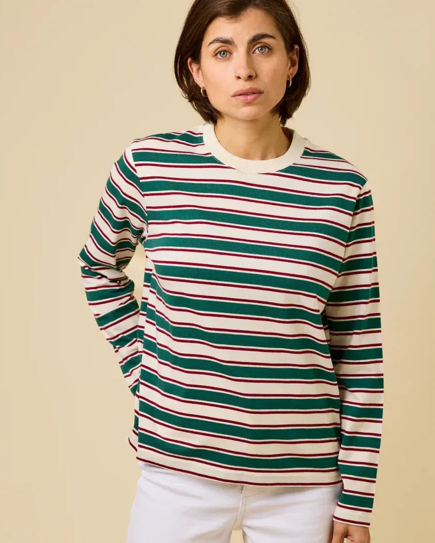 popeia - Langarmshirt aus Bio - Baumwolle • Dunkelgrün/Bordeaux - Langarmshirt - ROSA ECK