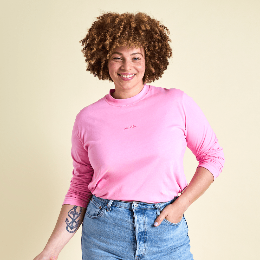 popeia - Langarmshirt aus Bio - Baumwolle | Pink - ROSA ECK - Basics, ,