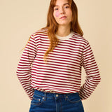 popeia - Langarmshirt Gestreift aus Bio - Baumwolle | Bordeaux/Off - White - Langarmshirt - ROSA ECK Concept Store