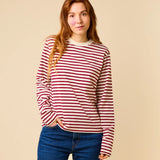popeia - Langarmshirt Gestreift aus Bio - Baumwolle | Bordeaux/Off - White - Langarmshirt - ROSA ECK Concept Store