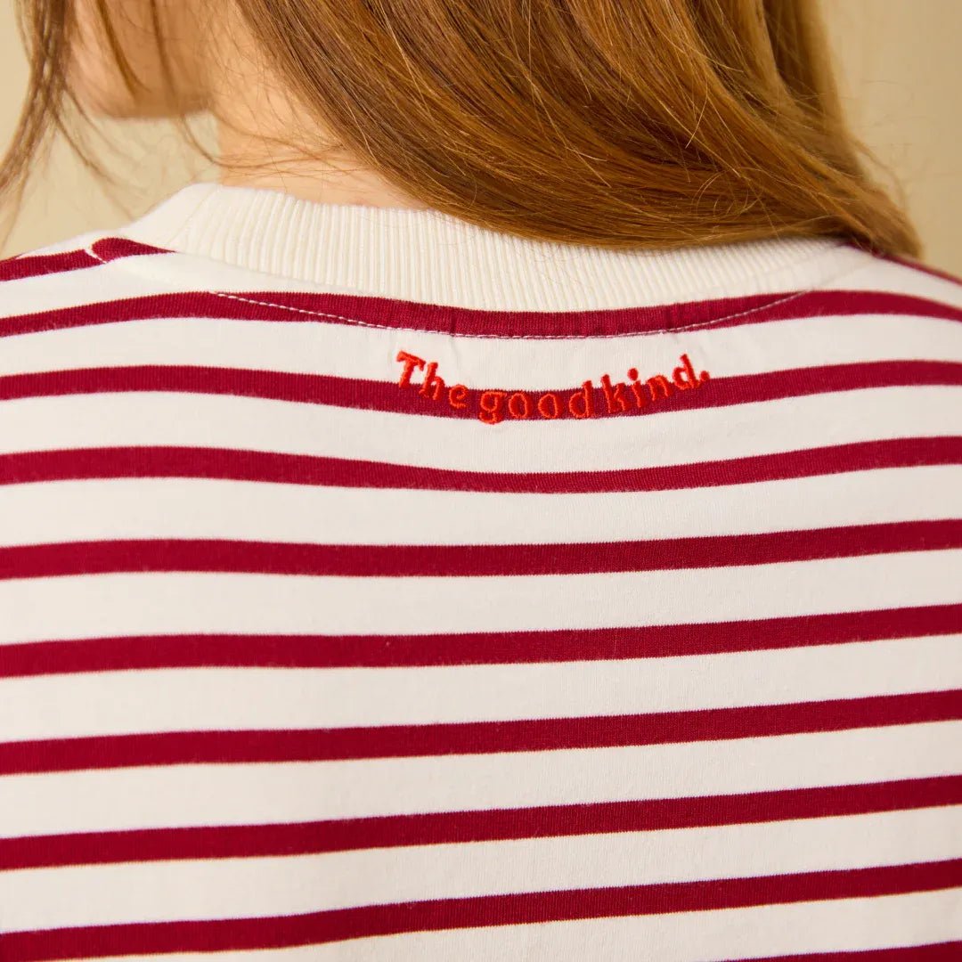 popeia - Langarmshirt Gestreift aus Bio - Baumwolle | Bordeaux/Off - White - Langarmshirt - ROSA ECK Concept Store