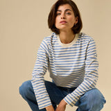 popeia - Langarmshirt Gestreift aus Bio - Baumwolle | Eisblau/Off - White - Langarmshirt - ROSA ECK Concept Store