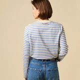 popeia - Langarmshirt Gestreift aus Bio - Baumwolle | Eisblau/Off - White - Langarmshirt - ROSA ECK Concept Store