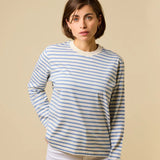 popeia - Langarmshirt Gestreift aus Bio - Baumwolle | Eisblau/Off - White - Langarmshirt - ROSA ECK Concept Store