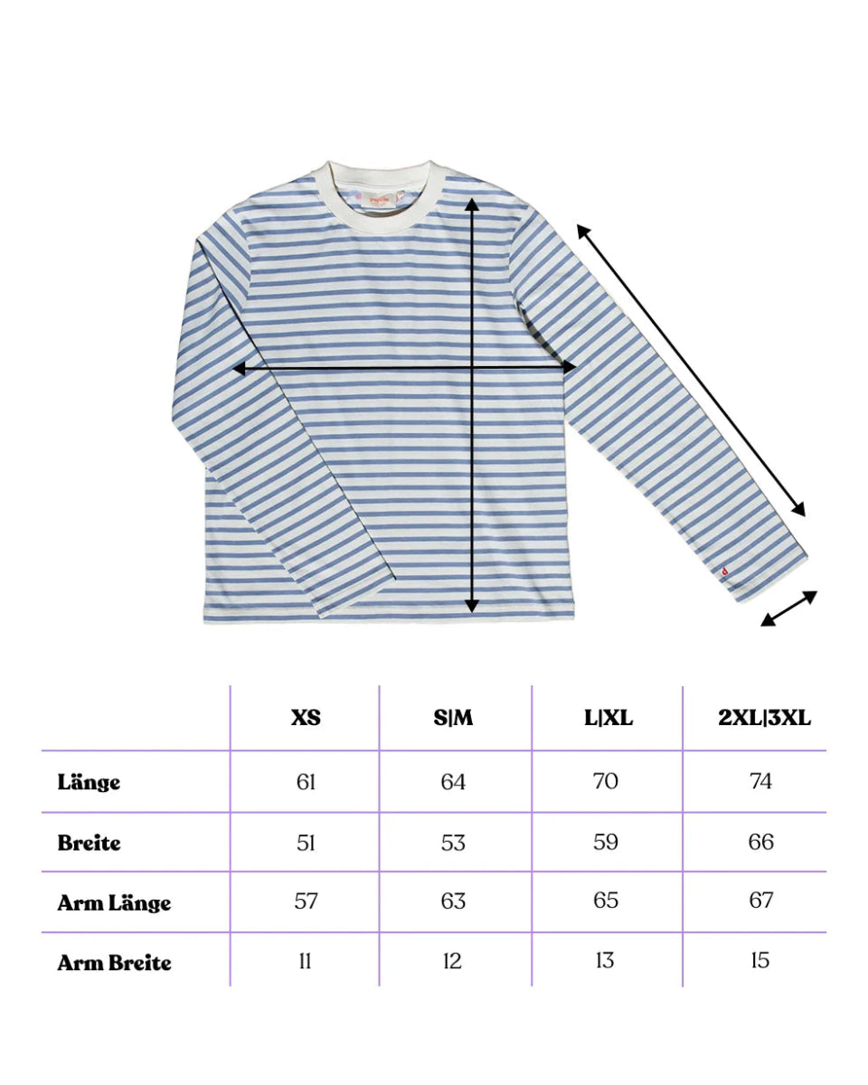 popeia - Langarmshirt Gestreift aus Bio - Baumwolle • Eisblau/Off - White - Langarmshirt - ROSA ECK Concept Store