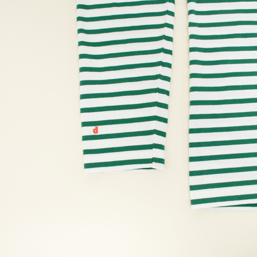 popeia - Langarmshirt Gestreift aus Bio - Baumwolle | Grün/Weiß - ROSA ECK - Grün, Streifen,