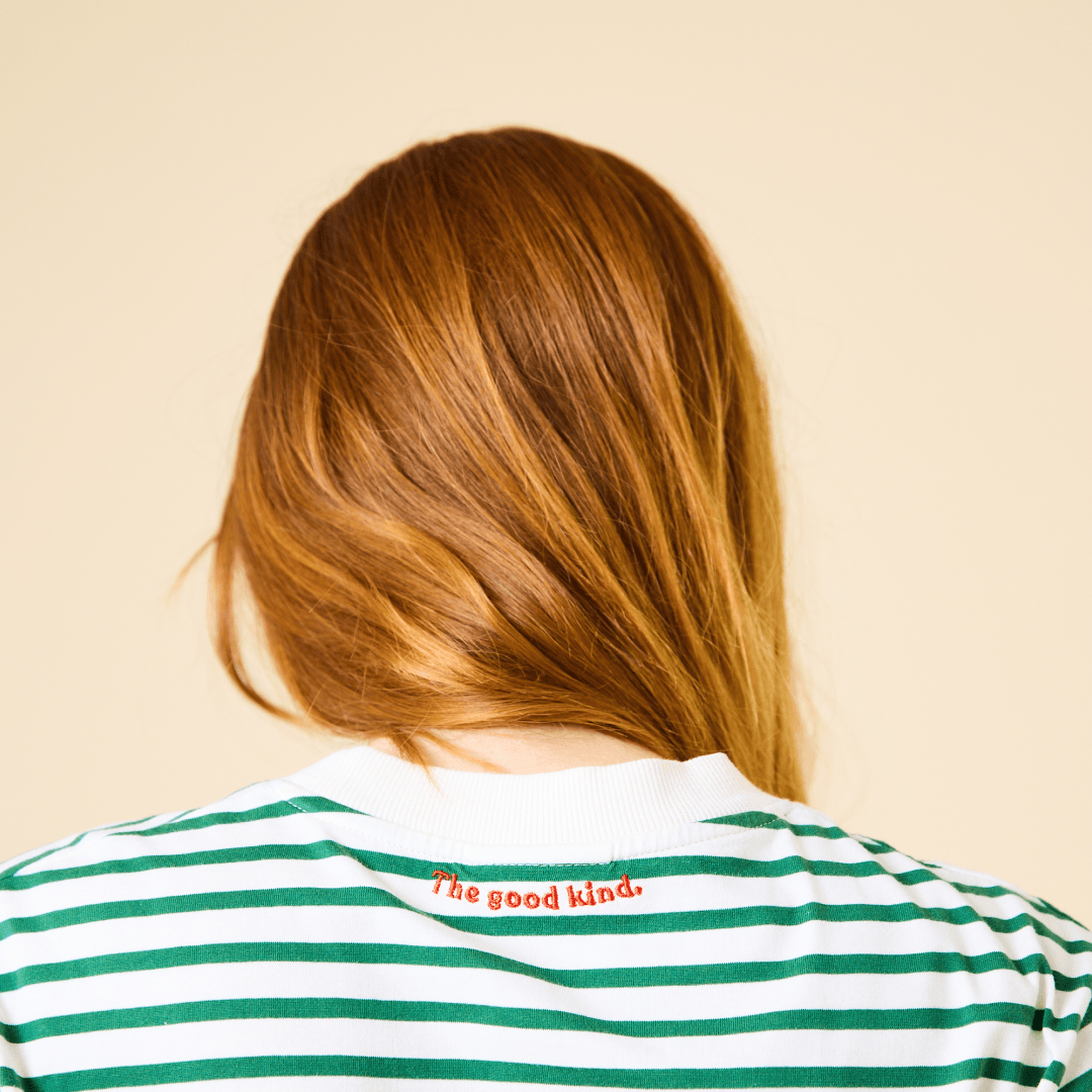 popeia - Langarmshirt Gestreift aus Bio - Baumwolle | Grün/Weiß - ROSA ECK - Grün, Streifen,