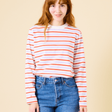 popeia - Langarmshirt Gestreift aus Bio - Baumwolle | Lila/Rot/Weiß - ROSA ECK - Lila, Rot, Streifen