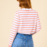 popeia - Langarmshirt Gestreift aus Bio - Baumwolle | Lila/Rot/Weiß - ROSA ECK - Lila, Rot, Streifen