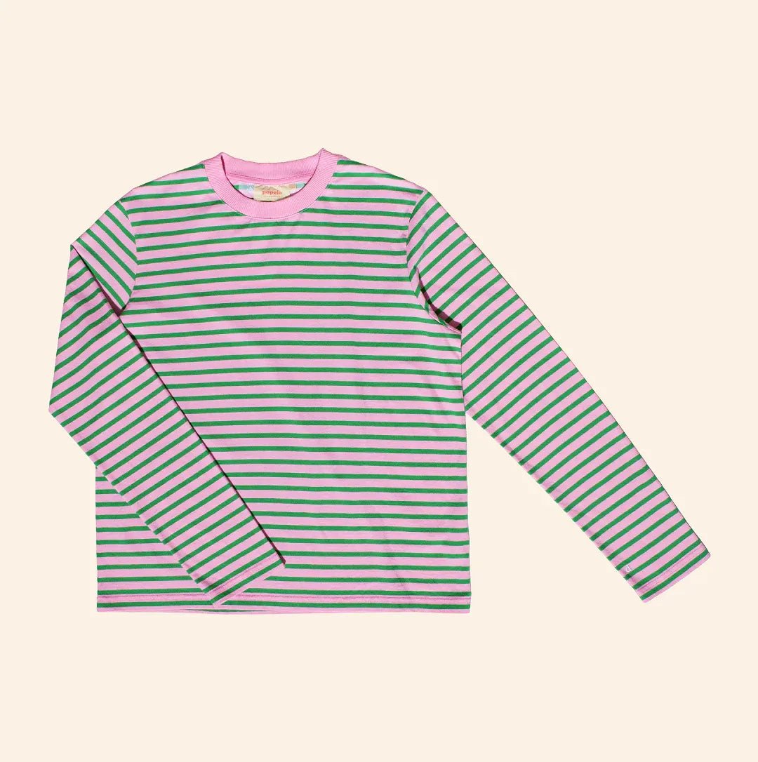 popeia - Langarmshirt Gestreift aus Bio - Baumwolle | Pink/Grün - Langarmshirt - ROSA ECK Concept Store