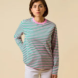 popeia - Langarmshirt Gestreift aus Bio - Baumwolle | Pink/Grün - Langarmshirt - ROSA ECK Concept Store