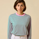 popeia - Langarmshirt Gestreift aus Bio - Baumwolle | Pink/Grün - Langarmshirt - ROSA ECK Concept Store