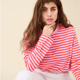 popeia - Langarmshirt Gestreift aus Bio - Baumwolle | Pink/Rot - ROSA ECK - Pink, Rot, Streifen