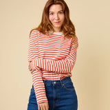 popeia - Langarmshirt Gestreift aus Bio - Baumwolle | Popeia Rot/Off - White - Langarmshirt - ROSA ECK Concept Store