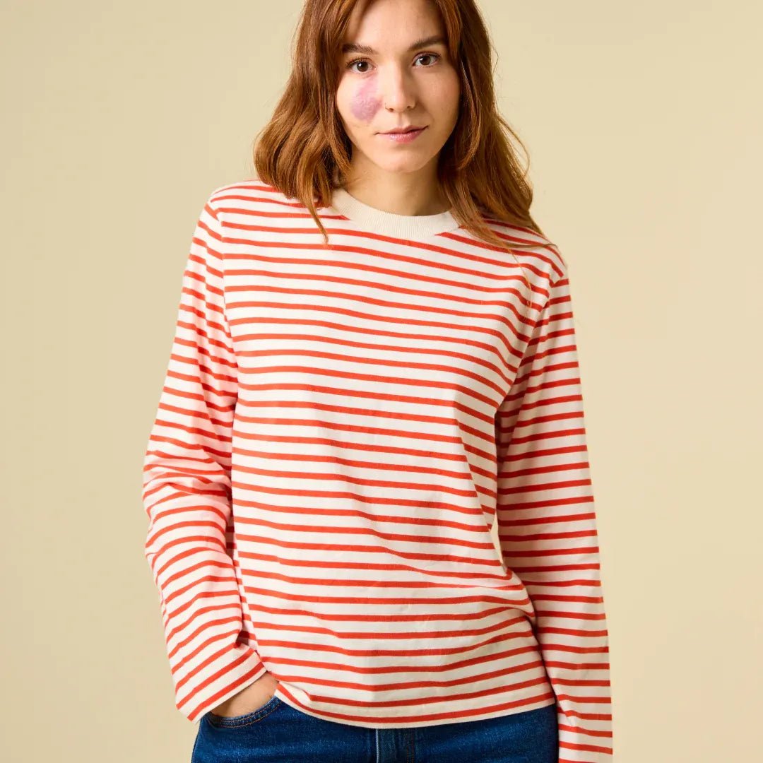 popeia - Langarmshirt Gestreift aus Bio - Baumwolle | Popeia Rot/Off - White - Langarmshirt - ROSA ECK Concept Store