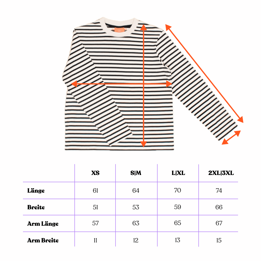 popeia - Langarmshirt Gestreift aus Bio - Baumwolle | Schwarz/Weiß - ROSA ECK - Schwarz, Streifen,