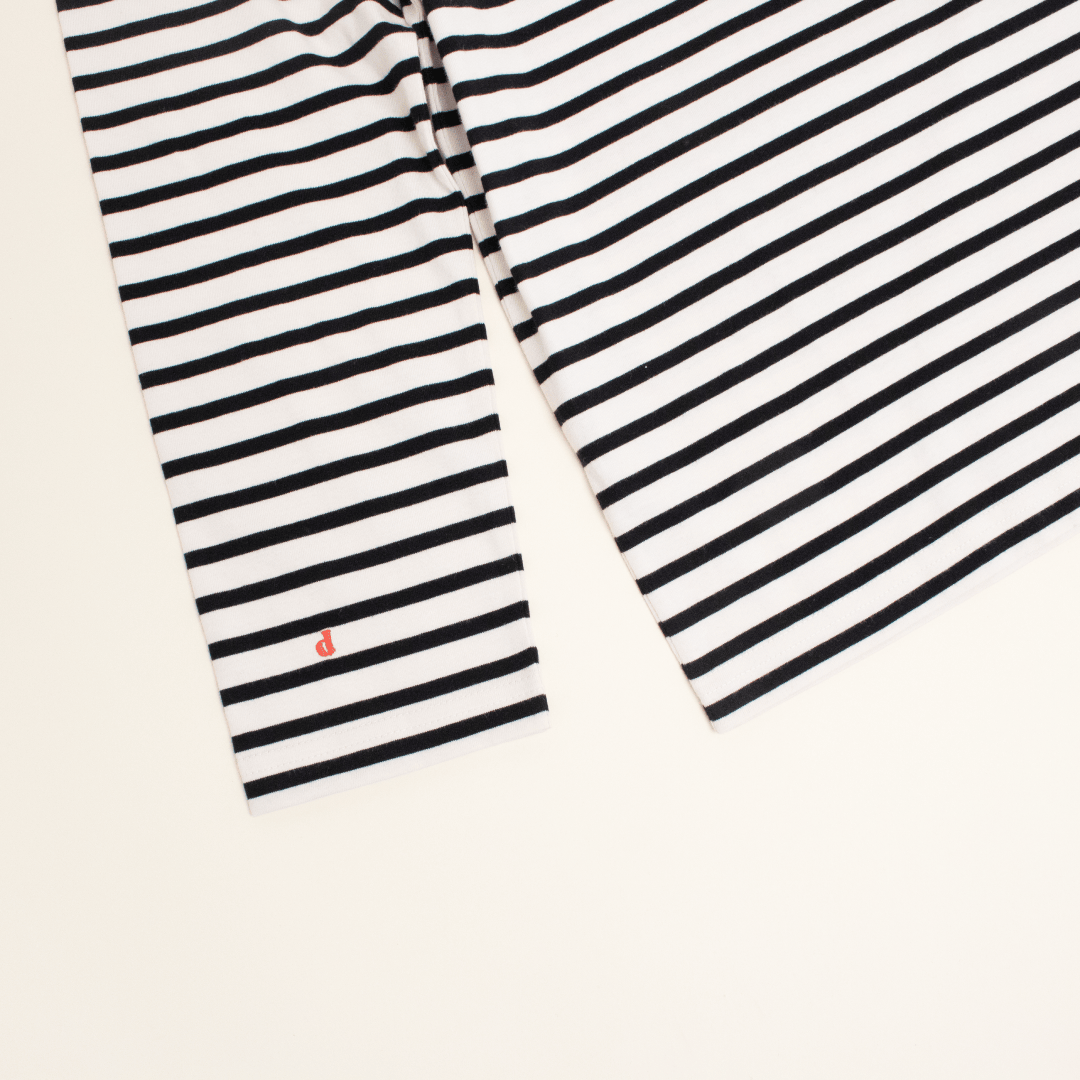 popeia - Langarmshirt Gestreift aus Bio - Baumwolle | Schwarz/Weiß - ROSA ECK - Schwarz, Streifen,