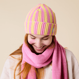 popeia - Special Beanie aus Merinowolle | Hellgelb/Pink - ROSA ECK - , ,