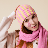 popeia - Special Beanie aus Merinowolle | Hellgelb/Pink - ROSA ECK - , ,