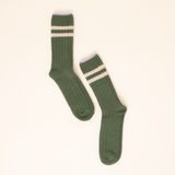 popeia - Stricksocken aus Wolle | Grün mit Streifen - ROSA ECK - , ,