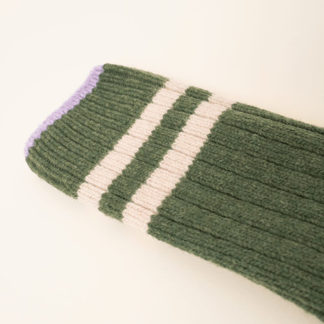 popeia - Stricksocken aus Wolle | Grün mit Streifen - ROSA ECK - , ,