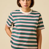 popeia - T-Shirt Gestreift aus Bio - Baumwolle • Dunkelgrün/Bordeaux - T-Shirt - ROSA ECK