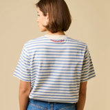 popeia - T-Shirt Gestreift aus Bio - Baumwolle | Eisblau/Off - White - T-Shirt - ROSA ECK Concept Store