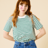 popeia - T-Shirt Gestreift aus Bio - Baumwolle | Grün/Weiß - T-Shirt - ROSA ECK - Basics, Gestreift,