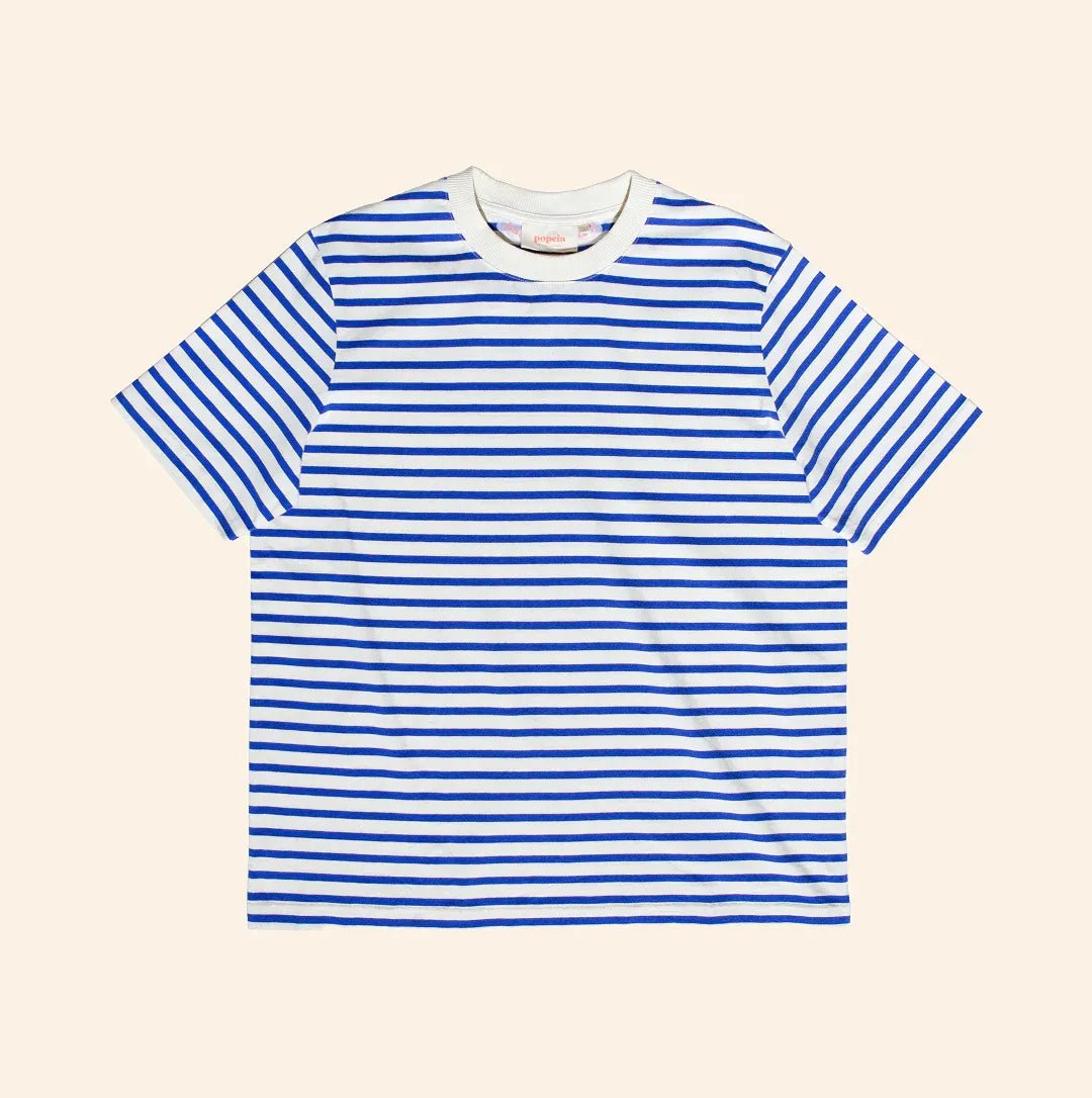 popeia - T-Shirt Gestreift aus Bio - Baumwolle | Königsblau/Off - White - T-Shirt - ROSA ECK Concept Store