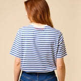popeia - T-Shirt Gestreift aus Bio - Baumwolle | Königsblau/Off - White - T-Shirt - ROSA ECK Concept Store