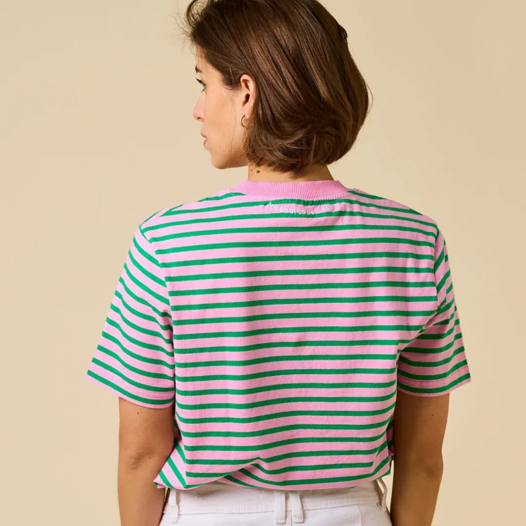 popeia - T-Shirt Gestreift aus Bio - Baumwolle | Pink/Grün - T-Shirt - ROSA ECK Concept Store