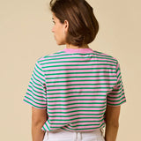 popeia - T-Shirt Gestreift aus Bio - Baumwolle | Pink/Grün - T-Shirt - ROSA ECK Concept Store